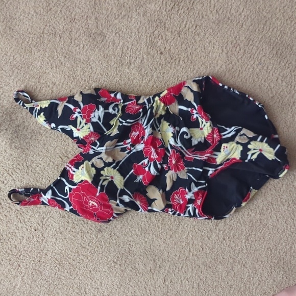Baltex Floral Lined Bra One Piece Swimsuit Size 8/30 - Picture 1 of 11